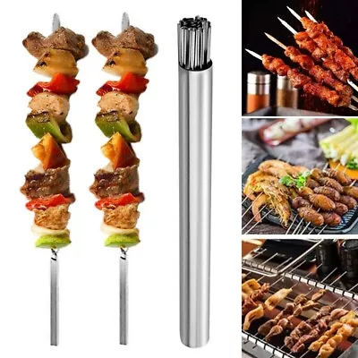 20 X35cm Stainless Steel Barbecue Metal Skewers Flat Needle BBQ Kebab Stick • £6.79