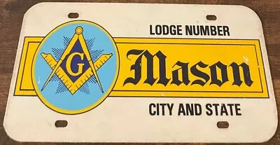MASON SAMPLE Booster License Plate Masonic Fraternal Order Lodge FIBERGLASS • $49.99