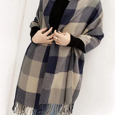 Women Ladies Pashmina Winter Warm Tartan Check Neck Shawl Scarf Wrap Plaid Gift • £5.89