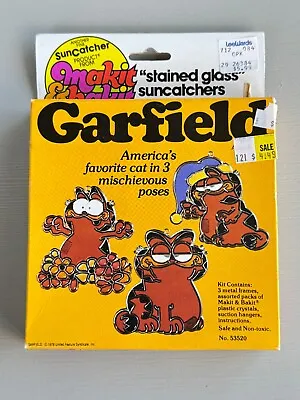 Vintage GARFIELD Makit & Bakit Suncatcher Craft Kit Set Of 3 Poses NOS • $29.99