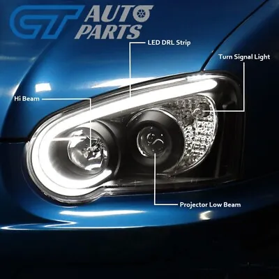 $599 • Buy Black 3D LED Angle Eyes Projector Headlights For 03-05 Subaru Impreza WRX STI GD