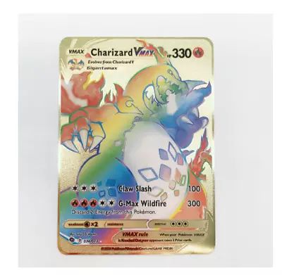 $12.99 • Buy Charizard VMAX Rainbow Gold Metal Collectable Card