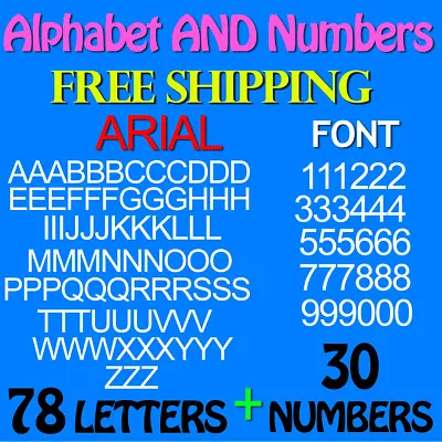 LETTERS And NUMBERS PACK ARIAL FONT 3/4  Up To 5  Sizes FREE SHIP STICKERS • $10.95
