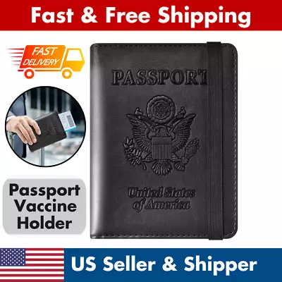 Passport Holder Wallet RFID Blocking Vaccine Card Slot Combo Case Men Women • $6.59