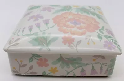 Vintage Hallmark Ceramic Floral Trinket Jewelry Ring Box Made In Japan 4 1/2”w. • $8.99