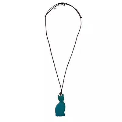 Turquoise Cat Wooden Necklace Fashion Ladies Women Gift For Her • $19.95