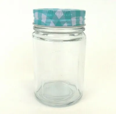 $7.99 • Buy Clear Glass Jelly Jam Jar Blue Gingham Metal Lid 4  6oz