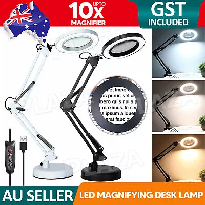 Magnifying Glass With LED Light Magnifier Crafts Book Reading Light Desk Lamp AU • $22.95