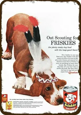 1960 BASSET HOUND & FRISKIES Dog Food Vintage-Look DECORATIVE REPLICA METAL SIGN • $24.99