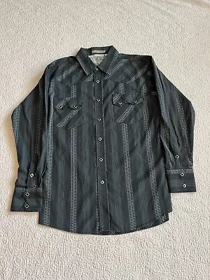 Maxidi Diamond Western Shirt Men’s Size Large Snap Cowboy Dark Gray/Black/Green • $15