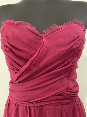 Eileen Kirby Vintage 100% Silk Maroon Deep Red Cocktail Evening Dress Size 12 D1 • $44.95