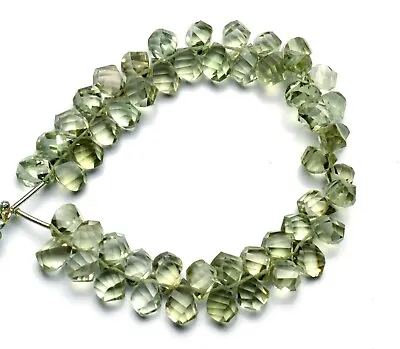 Natural Gem Green Amethyst Prasiolite 9x7 To10x8mm Twisted Teardrop Cut Beads 9  • $28