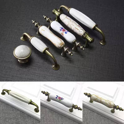 Vintage Kitchen Porcelain Ceramic Handles Antique Cupboard Marble Door Knob Pull • $3.92