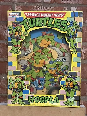 VINTAGE TEENAGE MUTANT NINJA TURTLES HOOPLA GAME CHARBENS 1990 BOXED RARE Unused • £30