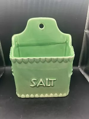 Ceramic Salt Box / Cellar Vintage Green Floral • $24.99