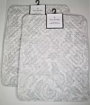 Vera Bradley Java Lace Quilted Placemats Set Of 4 NEW Grey White • $32