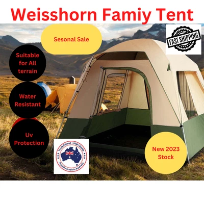 $105.96 • Buy Weisshorn Family Camping Tent 4 Person Hiking Beach Tents Canvas Ripstop Green