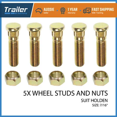 Set Of 5 Wheel Hub Stud & Nuts Suit 5 Stud Holden Trailer Lazy Drums • $17.50