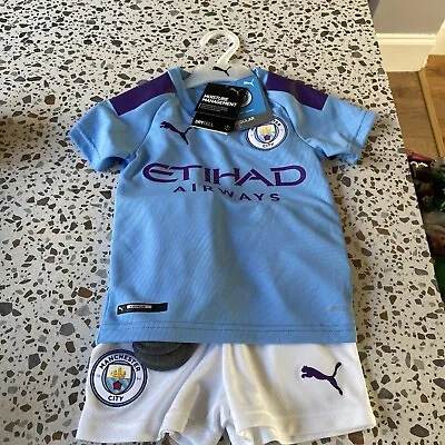 Manchester City Football Home Kit 1-2 Years Puma Baby NWT Shirt Shorts Socks • £22.99