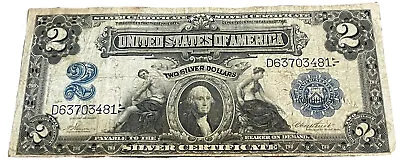 1899 $2 Dollar Bill Porthole Silver Certificate Note SKU N180 • $325