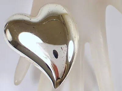 HUGE Vtg Designer Signed MONET Free Form HEART Abstract Silver Tone Metal Brooch • $12.99