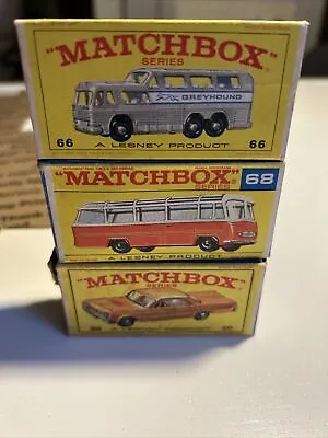 Vintage Matchbox Car Lot Of 3 In Box # 20 #66 #68 Taxi Greyhound  • $60