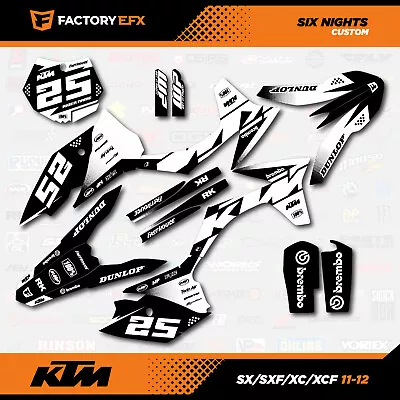 Black & White Racing Graphics Kit Fits KTM 11-12 SX SXF XC XCF 125 250 450 6N • $93.74