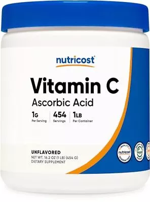 Nutricost Pure Ascorbic Acid Powder (Vitamin C) 1LB 1 Pound (Pack Of 1)  • $20.84