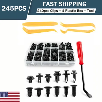 245 Pcs Car Retainer Clips Auto Fasteners Push Trim Clips Pin Rivet Bumper Kit • $15.50