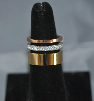 Michael Kors Brilliance Statement Tri-Color & Crystal Ring Size 7 MKJ41699987 • $31.86