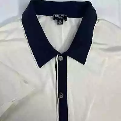 Todd Snyder New York Bowling Shirt Silk Cotton Blue White XL • $85