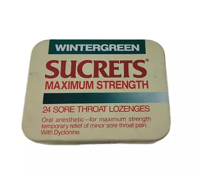 Vintage 1994 Sucrets Wintergreen Maximum Sore Throat Lozenges Empty Tin READ • $6.98