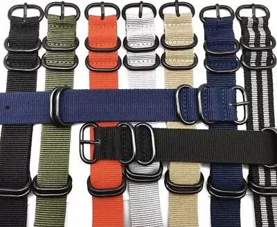 Heavy Duty 5 Ring Divers Nylon Replacement Military Watch Strap Band 18/20/22/24 • $11.99