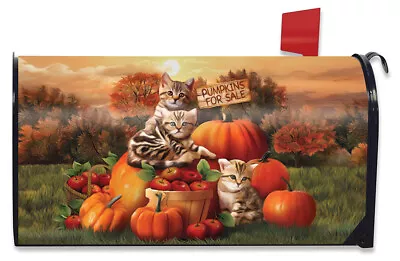 Fall Kittens & Pumpkins Magnetic Mailbox Wrap Cover Standard Size • $19.31