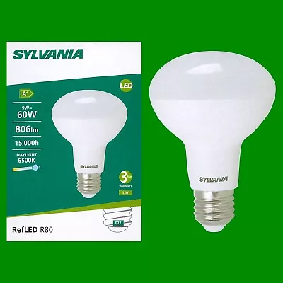 8x 9W (=60W) R80 Reflector Spot Light LED ES E27 Daylight White 6500K Bulb Lamp • £27.99