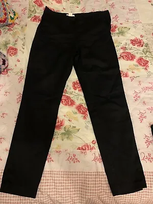 Black Cropped Trousers Stretch 10 H&M • £4.99