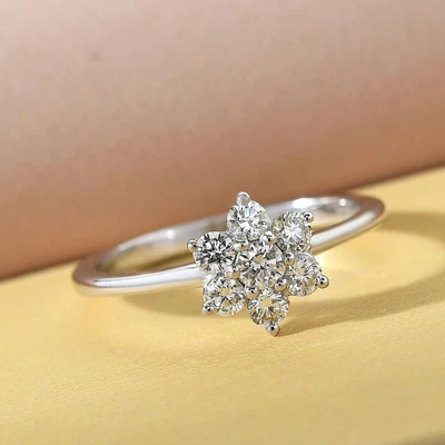 £1162.99 • Buy ILIANA 18ct White Gold Diamond Floral Ring SI G-H IGI Crt. TCW 0.5Ct