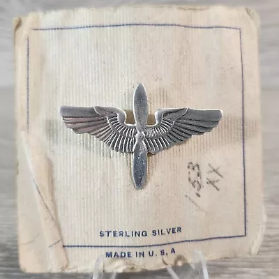 WWII US Aviation Cadet Sterling Silver Pin 1 3/4  Airforce Naval Pilot Wings • $39.99