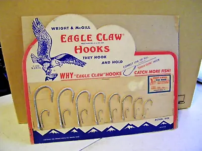 Fishing Store Display Fish Hooks Eagle Claw Wright McGill 1938 Vintage Original • $175.99