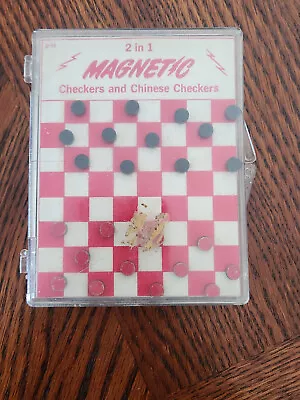 Vintage 1963 2 In 1 Magnetic Checkers & Chinese Checkers Pocket/Travel Game • $5.99