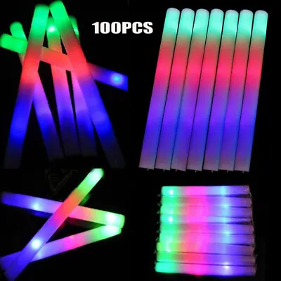 100PCS LED Foam Sticks 18inch Glow Stick Multi Color 3 Modes Flashing Glow Wands • $58.99