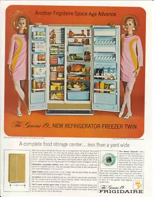 1966 FRIGIDAIRE Gemini 19 Refrigerator Freezer Twin Side X Side Vintage Print Ad • $6.86