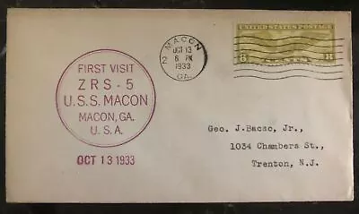 1935 Macon GA USA Cover USS Macon Zeppelin ZRS5  First Visit To Trenton NJ • $30