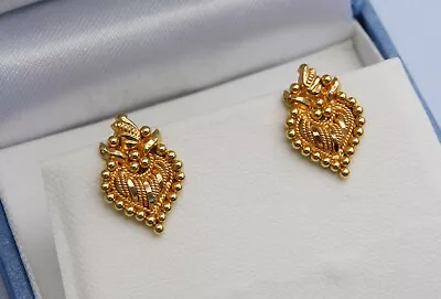 RARE INDIAN DESIGN ROPE & BALL 22CT YELLOW GOLD SCREW BACK STUD EARRINGS - 2.3g • £314.99