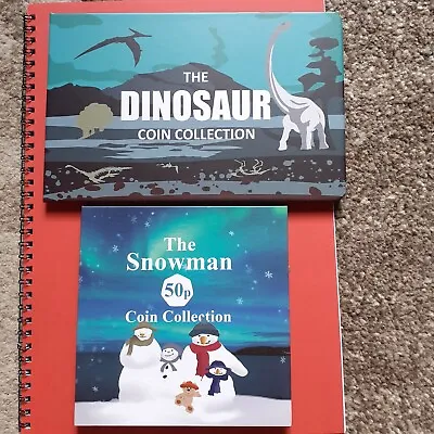 The SNOWMAN 50p Collection Coin Album And DINOSAUR 50p Coin Album • £1.49