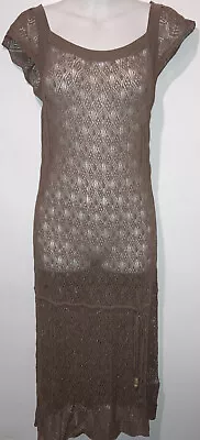 Vintage 90s Miss Selfridge Beige Crochet Drop Waist Flapper Dress Size UK12 NWOT • £30