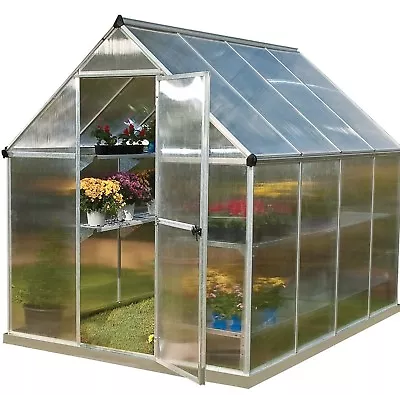 GARDEN SILVER GREENHOUSE HOTHOUSE PALRAM MYTHOS TWIN WALLED 6x4 6x6 6x8 10x6 NEW • £319.94