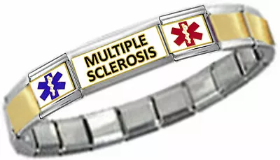 MS MULTIPLE SCLEROSIS ID 9mm+ Italian Charm GOLD TONE CTR MATTE Starter Bracelet • $18.98