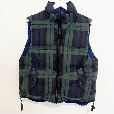 Outdoor Exchange Vintage Down Feather Reversible Plaid Vest Green Blue Medium • $39.88