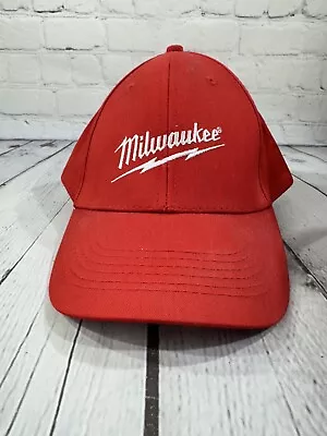 Milwaukee Tools Red Hook And Loop Adjustable Hat Cap Embroidered Logo VGC! • $10